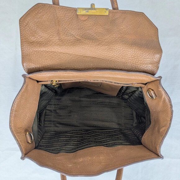 Authentic PRADA Vitello Dino Top Handle Tote Bag Made in Italy - Picture 4 of 16